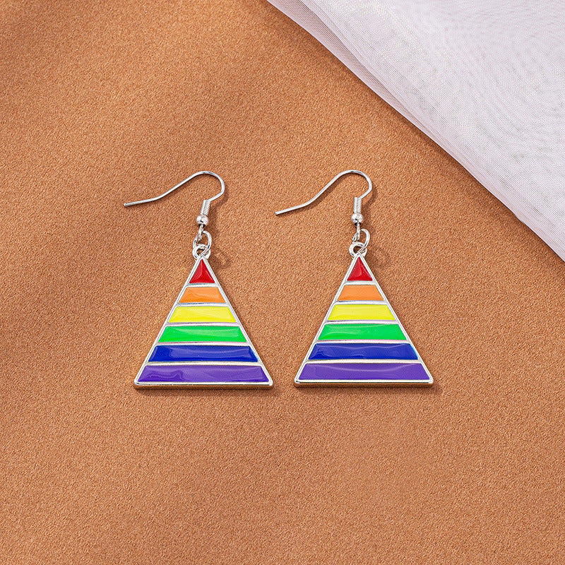 Wholesale Triangle Rainbow Alloy Earrings